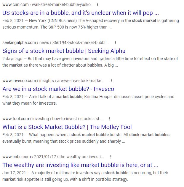 Collage — cautious financial media headlines questioning the market rally
